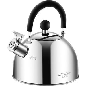 304 Stainless Steel Whistling Tea Kettle 2.1 Quart/2L, Suitable to Boiling Water & Tea on Induction Stove, Gas Stove Top (Silver)