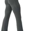 COPYLEAF Womens Yoga Pants with Pockets High Waisted Flare Leggings Bell Bottom Yoga Dress Pants Seamless Bootcut Pants (Medium, Dark Grey)