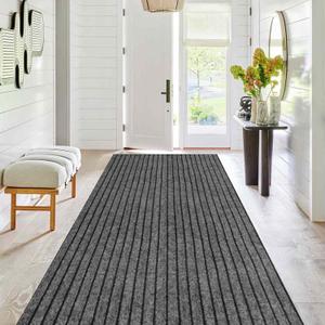 Runner Rug 2 ft x6 ft, Outdoor/Indoor Rug with Rubber Backing Non Slip for Hallway, Kitchen, Patio, Laundry, RV, Entryway, Garage, Bathroom, Area Rug Carpet, Grey Strip, Customizablees