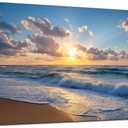 SSNEEKNDG Ocean Wall Art Sunset Beach Seascape Blue Coastal Canvas 20x40 In