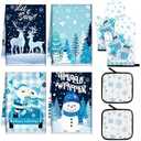 Bencailor 8 Pcs Christmas Snowman Kitchen Towel Pot Holders and Oven Mitts Set Winter Reindeer Kitchen Decor Dish Towels Farmhouse Oven Mitts Potholders for Xmas Cooking Baking Grilling Supply