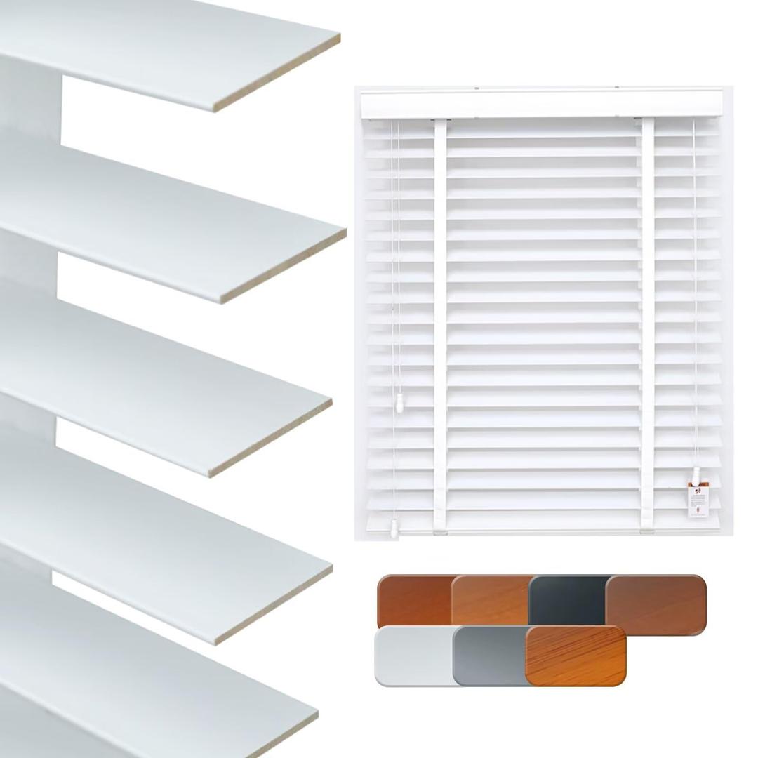 Wood Blinds for Indoor Window, White Real Wooden Blinds 38" WX60 H