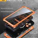Lanhiem for iPhone 17 Pro Max Metal Case with Kickstand, Compatible with MagSafe, Built in Tempered Glass Screen Protector, Heavy Duty Shockproof Rugged Full Body Tough Phone Cover 6.9" (Orange)