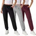 Common Stitch 1 Pack Fleece Joggers for Women Deep Pockets, Slim Fit, Elastic Drawstring Waist (Red)