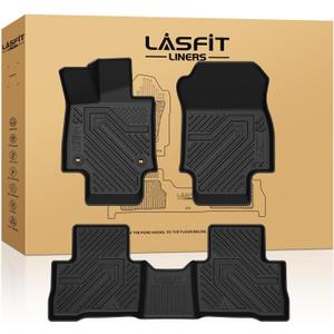 LASFIT Floor Mats for Toyota RAV4 2019-2025 (Fit Hybrid/Prime/PHEV) | Hybrid LE/XLE/XSE/Limited & Prime All Weather TPE Custom Fit Floor Liner for RAV 4 1st & 2nd Row Car Mat Accessories, Black