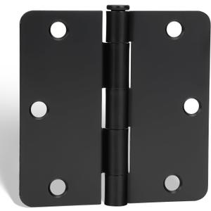 goldenwarm 24Pack Matte Black Door Hinges 3.5 Inch Rounded Interior Door Hinges Black Matte 3-1/2'' with 1/4'' Radius Corners