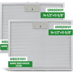 2 Pcs WB02X11011 Range Hood Grease Filter Replacement Fit for GE JV636H1SS JV636H2SS JV536H1SS JV536H2SS JV535H1WW JV635H1BB JV635H2CC Size 14-1/2 x 11-5/8 Inches