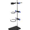 QWORK Heavy Duty Laboratory Stands Support Set, 24" Metal Support Bracket Ring Stand, Cast Iron Base (8.6" x 5.5" 3.3lbs), Rod (24" L), 2 Retort Rings (Dia. 2.4"/3.5") and 1 Flask Clamp