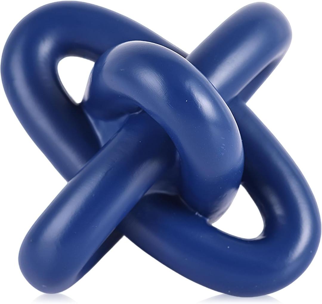 XMGZQ Blue Knot Decor for Coffee Table Book, Chain Link Decor for Bookshelf Entry Table TV Stand, Navy Knot Sculpture for Home Living Room, Object Decoracions para sala, adornos para sala Modernos