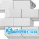 Art3d 10-Pack Heavy-Duty Peel and Stick Backsplash, 12.6 x 10.6 Inch Stick on Wall Tiles for Kitchen Bathroom Countertop Decor, Warm White with Gray Grout