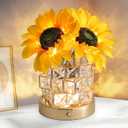 Birthday Gifts for Women,Sunflower Flower Touch Lamp,Rechargeable Cordless 3-Colour Dimming Small Night Light for Festival,Restaurant,Bedroom Housewarming Gifts for Mom (Yellow Sunflowers-MF)