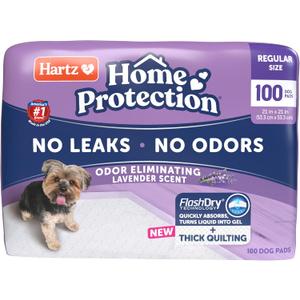 Hartz Home Protection Super Absorbent Odor Eliminating Lavender Scented No Leaks Dog Pads, 100 Count