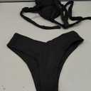 Bikini Sets for Women Sexy Halter Triangle String Bikini Cheeky V Cut High Waisted Thong Swimsuits 2 Piece (Small, Black)