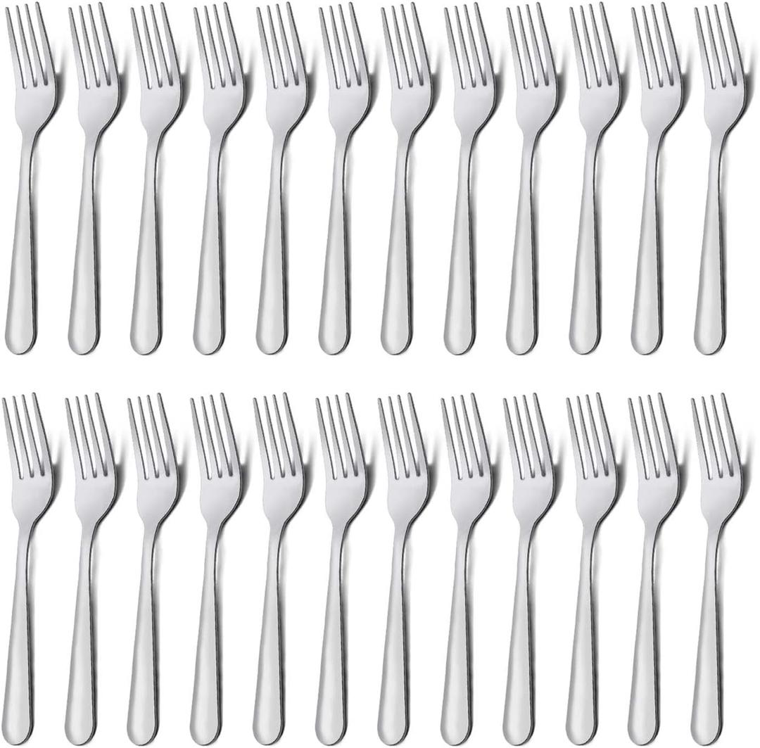 24 Pieces Dinner Forks Set (7.1 inch), Unokit Silver Stainless Steel Dinner Forks Set of 24, Forks Silverware, Flatware Forks for Home, Kitchen or Restaurant - Mirror Polished, Dishwasher Safe