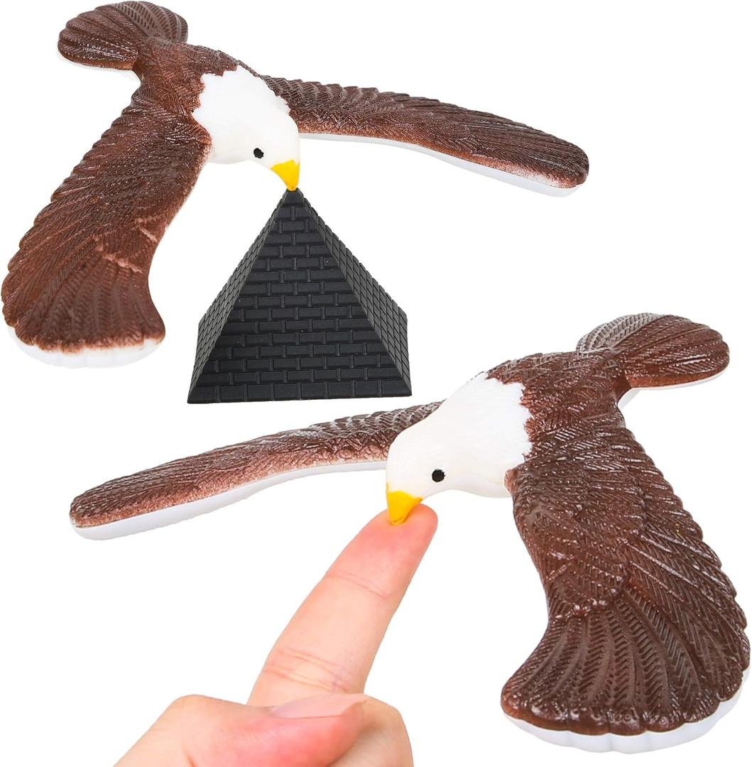 PROLOSO 2 Pcs Balancing Bird Balance Eagle Wingspan with Pyramid Stands