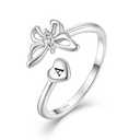 STARCHENIE Butterfly Initial Ring for Women 925 Sterling Silver Letter B Alphabet Adjustable Ring Size 7