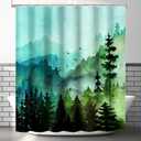 Green Misty Forest Shower Curtain, 72x84 Inch