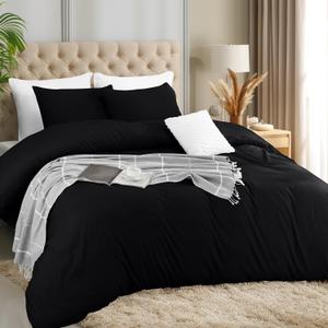 Utopia Bedding Duvet Cover Set with Pillowcases - 3 Pieces Bedding Duvet Cover with Zipper Closure - 1 Duvet Cover with 2 Pillowcases - Soft Brushed Microfiber(Full, Black)