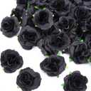 Kesote 50pcs Black Roses Artificial Flowers Bulk, 1.6 Inch Small Silk Fake Roses Flower Heads for Decoration, Crafts, Wedding Halloween Party Home Decor