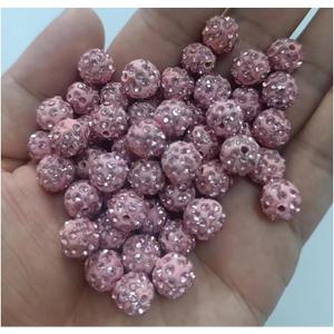 200pcs Rhinestone Clay Beads for Jewelry Making 4mm Shiny Crystal Disco Ball Polymer Clay Round Loose Beads Bulk for DIY Craft Bracelet Necklace Earring,(Pink)