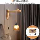 16.5FT Pendant Light Kit, Hanging Lights with Plug in Cord & Switch, Hemp Rope Swag E26 Socket Pendant Lamp, Extension Lantern Cable Vintage Farmhouse Industrial Retro DIY Decoration Fixtures