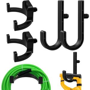 4-Pack Storage Shed Hook Heavy Duty Garden Tool Hangers, J U Shape Storage Hooks for Shovels Rakes Brooms, Garage Shed Organization Accessories, Black Tool Holders