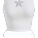 SOLY HUX Women's Tank Tops Y2K Summer Going Out Crop Top Concert Outfits | Sleeveless Lace Up Star Shirt, Sparkly Rave Top, Festival Outfits, Grunge Clothes (White, S)