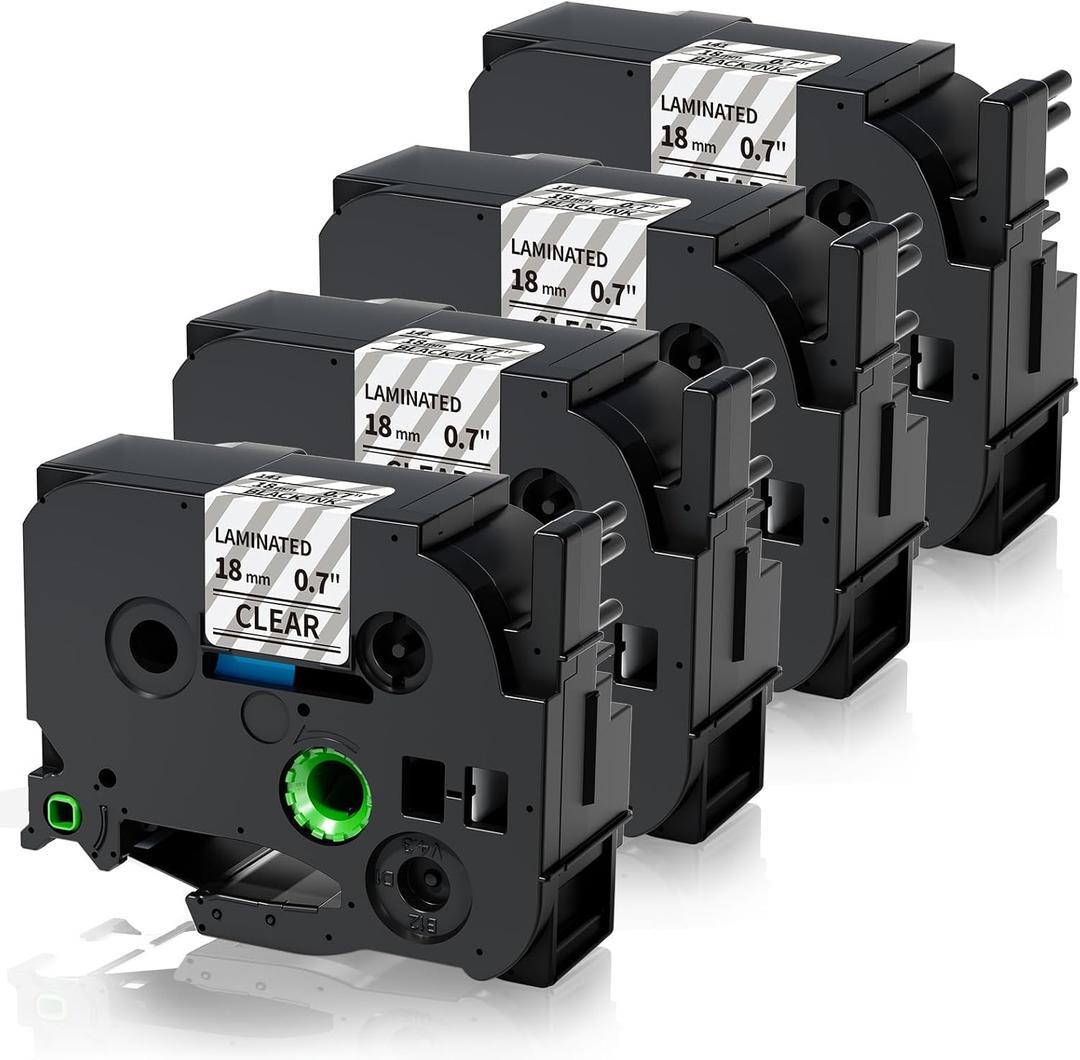 TZe-141 TZe141 TZe TZ Tape 18mm 0.7 Laminated Clear Replacement for Brother P Touch Label Tape 3/4 Inch Label Maker Tape, Compatible with PT-D400 PT-D410 PT-D600 PT-D610BT PT-P700BT, 4-Pack (Black on Clear)