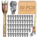 Electric Fence Wire Strainer, Heavy Duty Inline Wire Tensioner, 50PCS Wire Ratchet Tensioner and 1PCS Handle for Electric Fence, Farm Fence