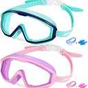 Freela Goggles for Kids Toddler 3-15, Anti Fog No Leak Clear Swim Goggles for Boys Girls Pool Beach Swimming (1.cyan & Pink)