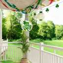 Happy St Patricks Day Door Decor, Green Shamrock Clover Farmhouse Wood Door Hanger, Spring Rustic Wooden Wreath Pediment Plaque Spring Farmhouse Wooden Wreath Indoor Wall Hanging Decoration