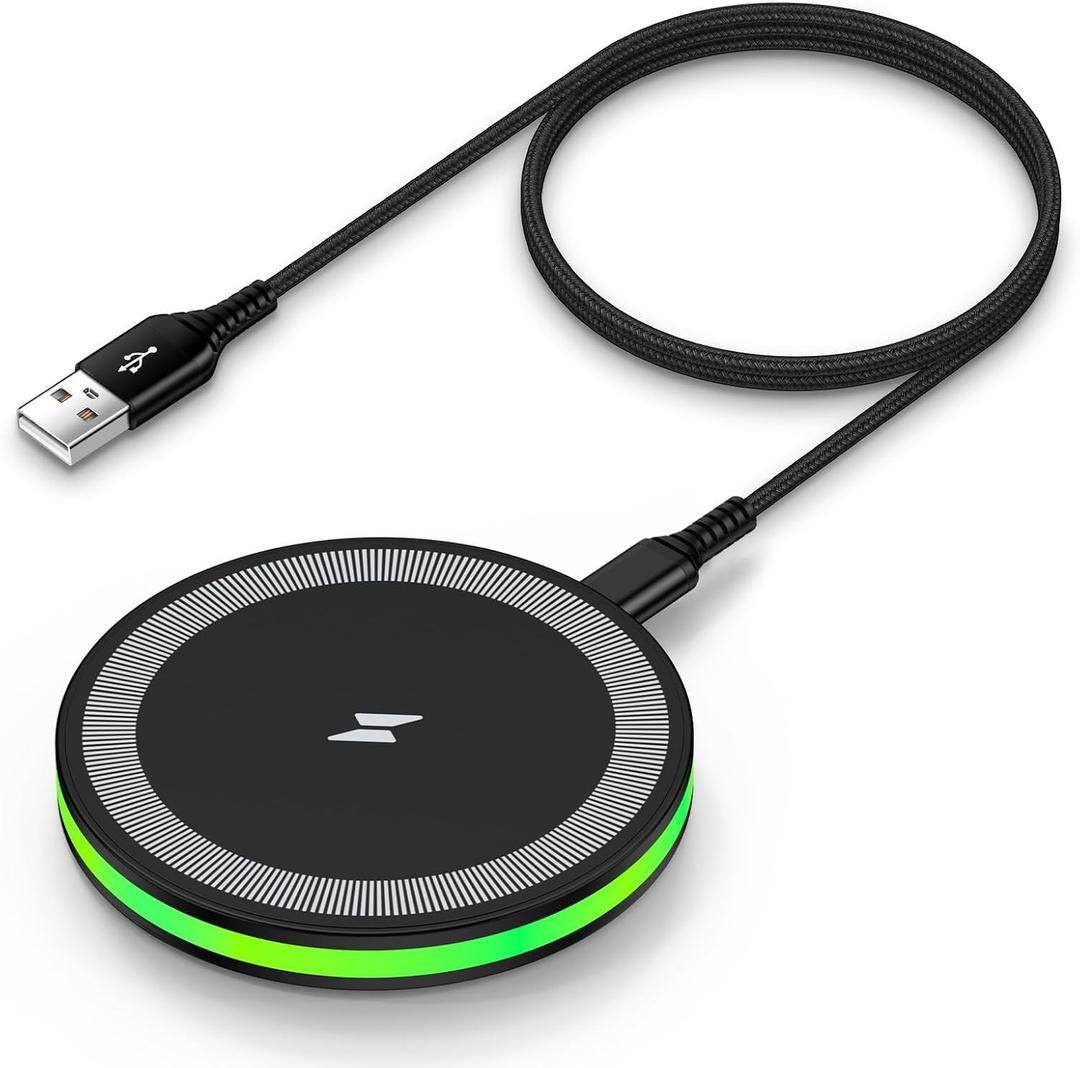 Wireless Charger Fast Charging Pad Android Charging Station Wireless Phone Charger for Android Samsung Galaxy S25 Ultra S25 Plus S25 S24 S23 S22 S21 S20 S10, iPhone 16 Pro Max Plus 15 14 13 12 (Black)
