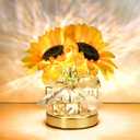 Handmade Sunflower Lamp, Rechargeable Cordless Touch Table Lamp, 3-Colour Infinitely Dimming Small Night Light, Festival Restaurant Bedroom Bar Coffee Shop Birthday Gifts for Women Mom, 2 Sunflowers
