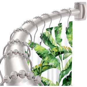 Brushed Nickel Curved Shower Curtain Rod 33-78 Inches Adjustable Splicing Design Curved Shower Rods Round Shower Curtain Rod Rust Proof Stainless Steel Curved Shower Rods For Bathroom Need to Drill 