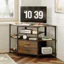 Corner TV Stand for 55 Inch TV, Farmhouse Entertainment Center with 2 Drawers Storage, Corner TV Console with Power Outlet, Retro Brown Media Console for Living Room, Brown, 47.24"Lx19.69"Wx27.95"H