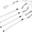 LED Display Lights, (4) Strip Light Bars for Display Case Shelf Showcase Bookshelf Kitchen Workbench, Plug-in Under Cabinet Lighting - (6000K, Cool White)
