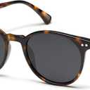 SOJOS Small Round Classic Polarized Sunglasses for Women Men Vintage Style UV400 Lens MAY SJ2113 (Amber Tortoise/Grey)