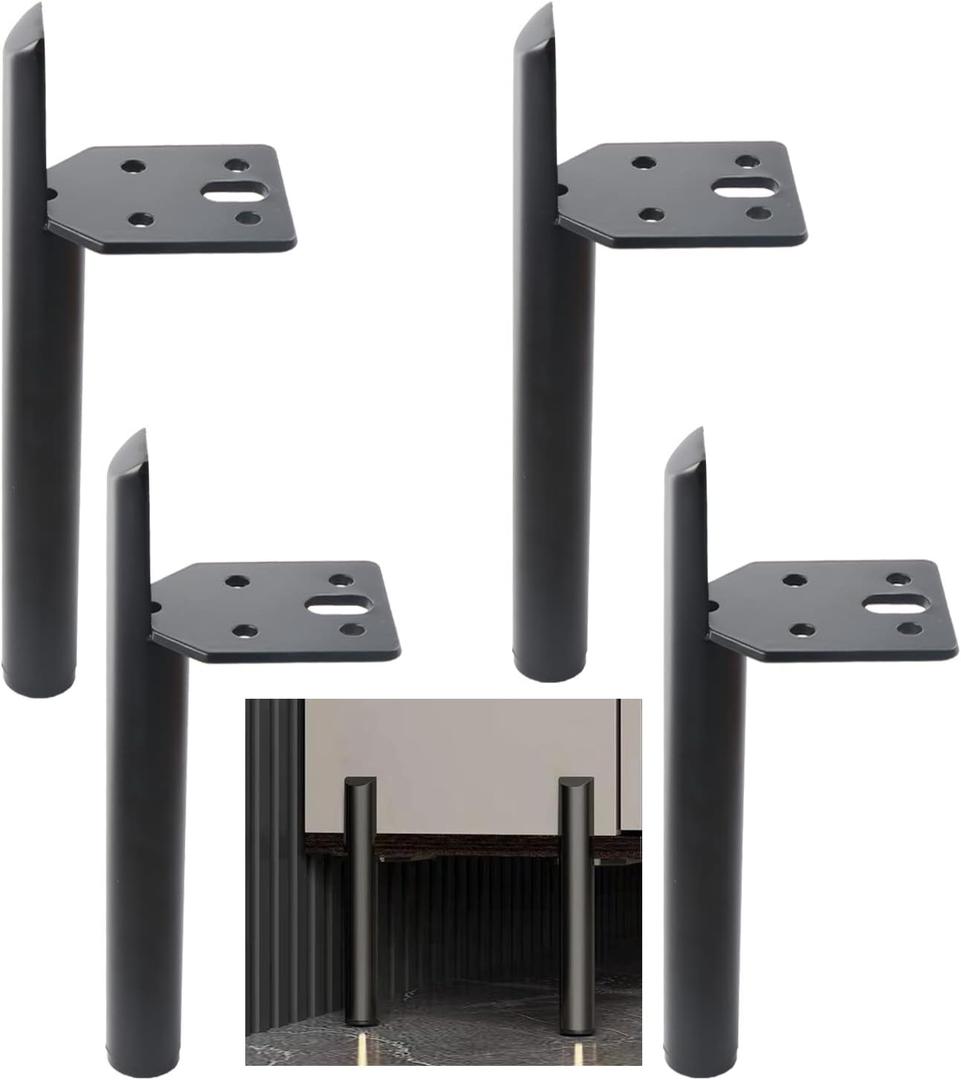 12 Inch Furniture Legs Black Coffee Table Feet, Mid-Century Metal Furniture Leg for Sofa Cabinet Ottoman, Set of 4 Side Mounted Style Home DIY Replacement Feet