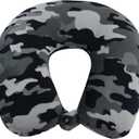 Wolf Essentials Adult Cozy Soft Microfiber Neck Pillow for Travel – Compact, Machine Washable - Perfect for Airplane, Car, or Home Use - Filled and Finished in The USA – Black Camo. Size: Adult (Pack of 1)