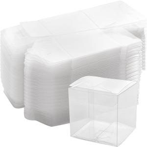 SEUNMUK 50 PCS 4 x 4 x 4 Inches Clear Plastic Gift Boxes, Clear Boxes For Favors, Transparent Gift Box for Wedding, Party and Baby Shower Favors, Thanksgiving and Christmas