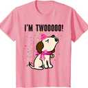 I'm Twoooo! little girl birthday party dog theme (2 yr old) T-Shirt (Pink)