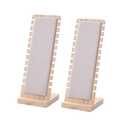 SWTOOL 2PCS Natural Body Bamboo Jewelry Necklace Display Stand with Beige Flannelette Soft Mat Necklace Pendant Tabletop Display Holder for Home Selling Shows