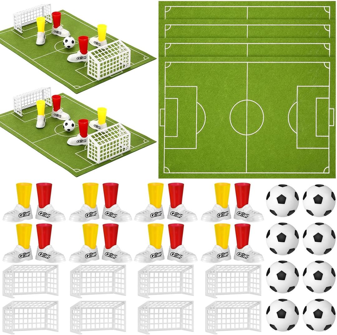 Simgoing 4 Set Soccer Football Centerpieces Table Decor Sports Party Decorations Pitch on The Table Game with 4 Flick Games Set Office Sports Party Favors(Soccer)