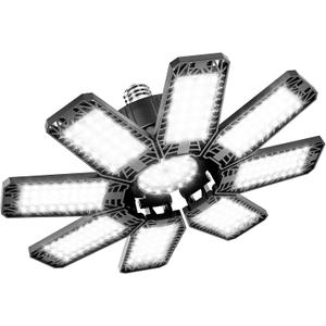 Garage Light - 240W 24000LM 6500K Garage Lights Ceiling LED with 8+1 Deformable Panels, E26/E27 Screw Socket in LED Shop Light for Workshop, Basement, Gym, Barn, Warehouse etc Bay Lighting