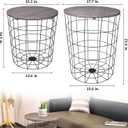 Elevon Nesting Table End Table Wire Basket Base with Wood Tops Side Table Set of 2, Gray
