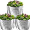BTDVR 3PCS Tall 33ft Round Galvanized Raised Garden Bed Outdoor, Metal Raised Beds for Vegetables, Above Ground Garden Box for Flower, Steel Garden Bed for Gardening