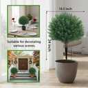 Set of 2 Artificial Cypress Topiary Ball Trees - 24’’ Fake Outdoor Pine Bushes with Ground Spike, Indoor Realistic Faux Plants for Home Garden Front Porch Decor