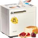 25-in-1 Bread Maker Machine with Automatic Dual Dispenser, 2LB Stainless Steel Breadmaker with Gluten-Free, Dough, Jam, Yogurt etc Settings, Beige