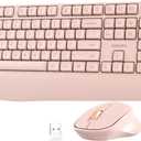 PHILIPS Wireless Keyboard and Mouse Combo-Ergonomic Keyboard and Mouse Wireless Combo with Silent Design,Plug n' Play,Sleep Mode and 2.4GHz Keyboard for Mac, Windows, Laptop-Pink (Jet Black)
