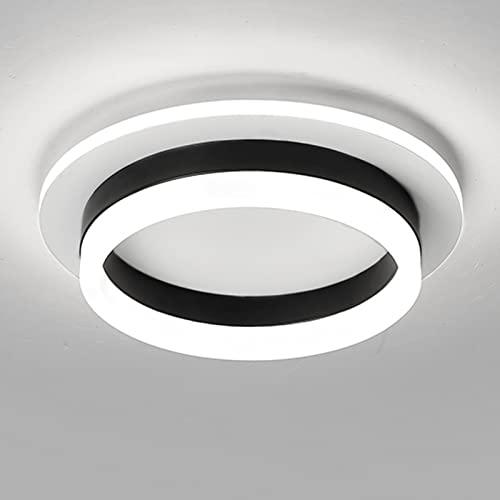 Round Modern LED Flush Mount Ceiling Lamp, 24W LED Light Fixture, Black Small Hallway Ceiling Light for Dining Room, Bedroom, Kitchen, Bathroom, Entryway Lighting (WarmWhite 3000K)